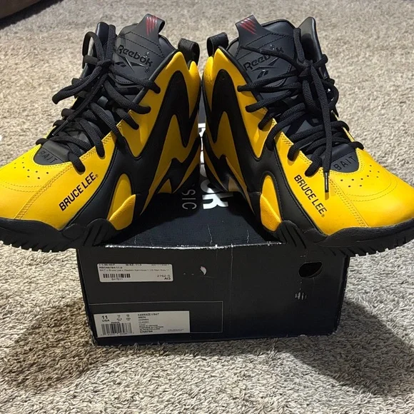 Rare Bruce Lee Reebok Kamikaze II Bait Black and Yellow Sneakers - Picture 7 of 8